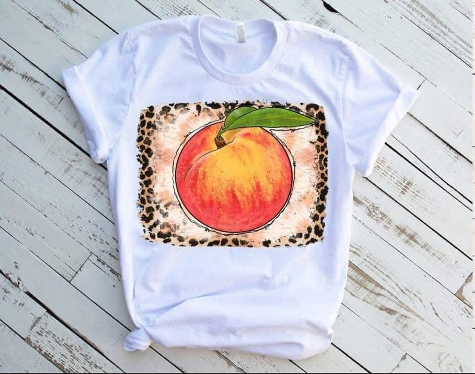 Leopard Border Peach Tee