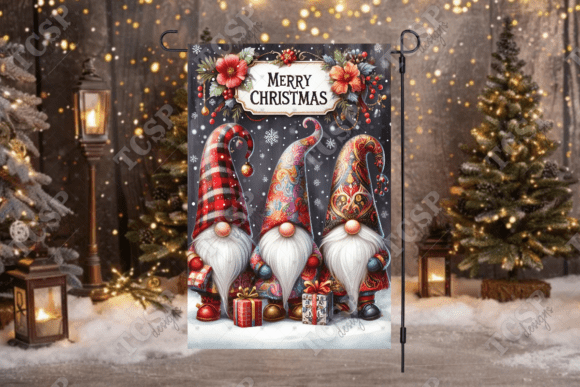 Christmas Gnome Garden flag