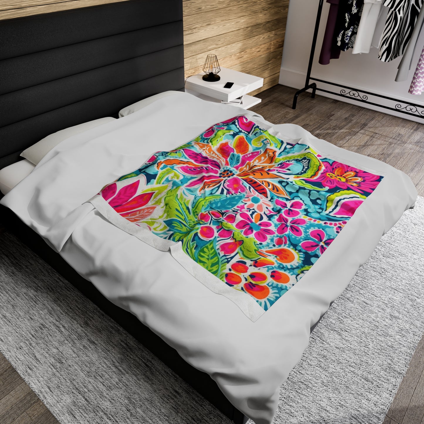Bright Preppy Paisley Velveteen Plush Blanket