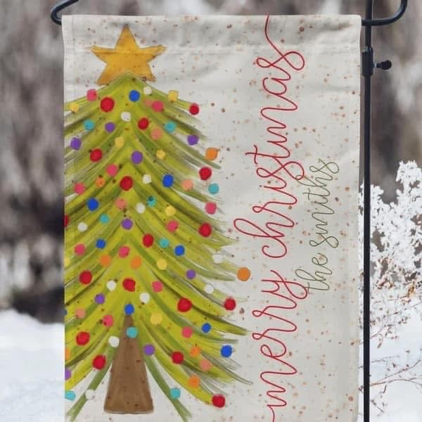 Merry Christmas Polka dot Tree Garden Flag