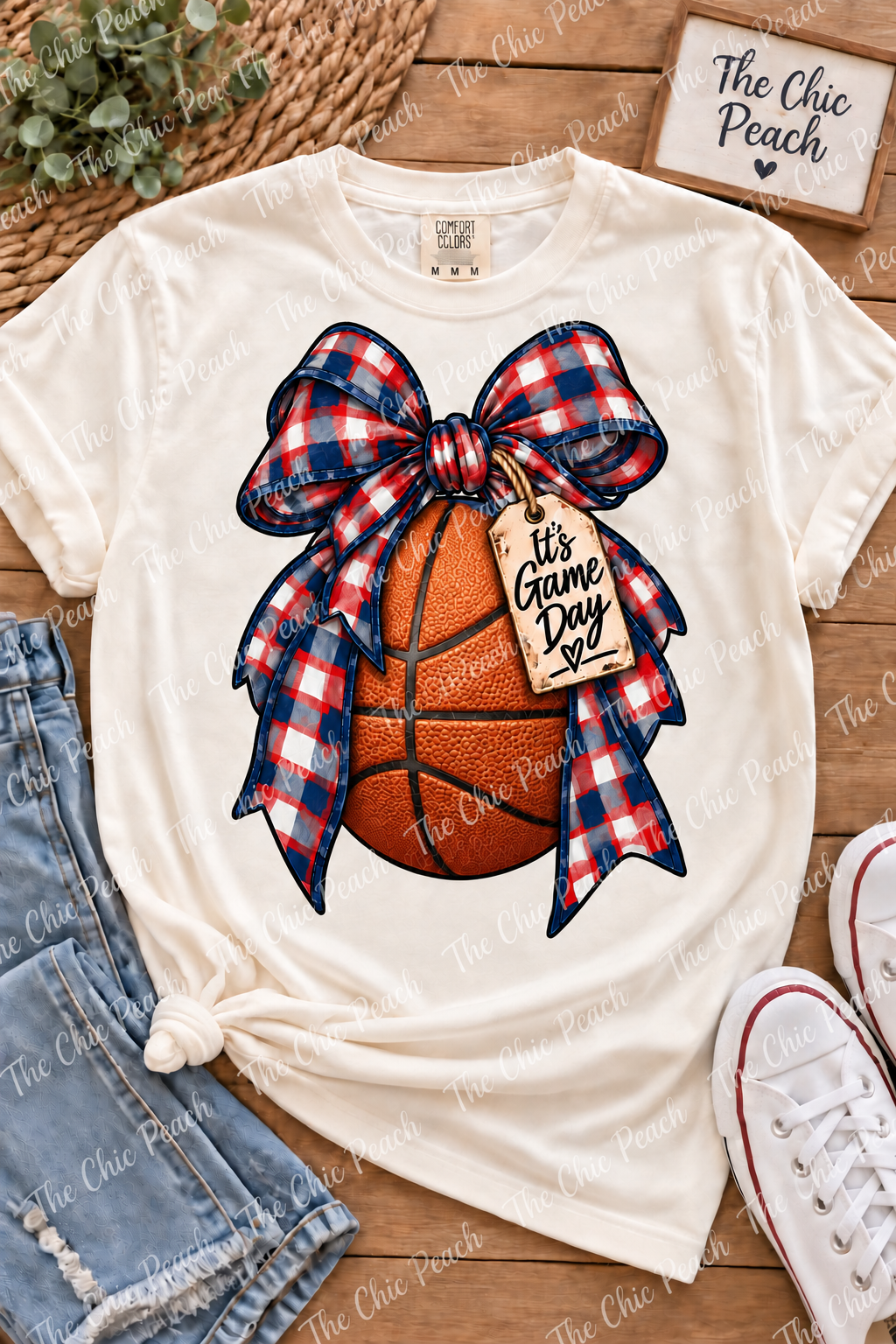 It's Game Day Gingham Bow Custom Sport Tee