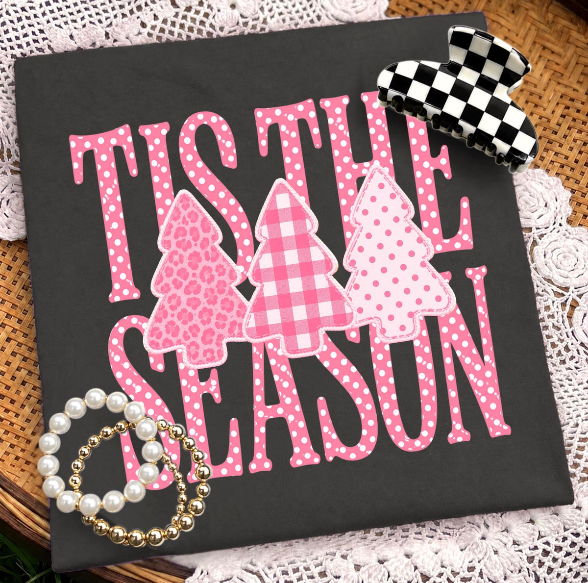 Tis The Season Pink Christmas Trees Sweatshirt