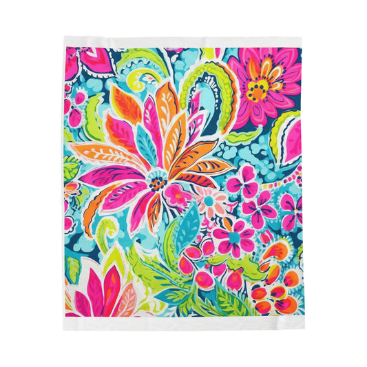 Bright Preppy Paisley Velveteen Plush Blanket