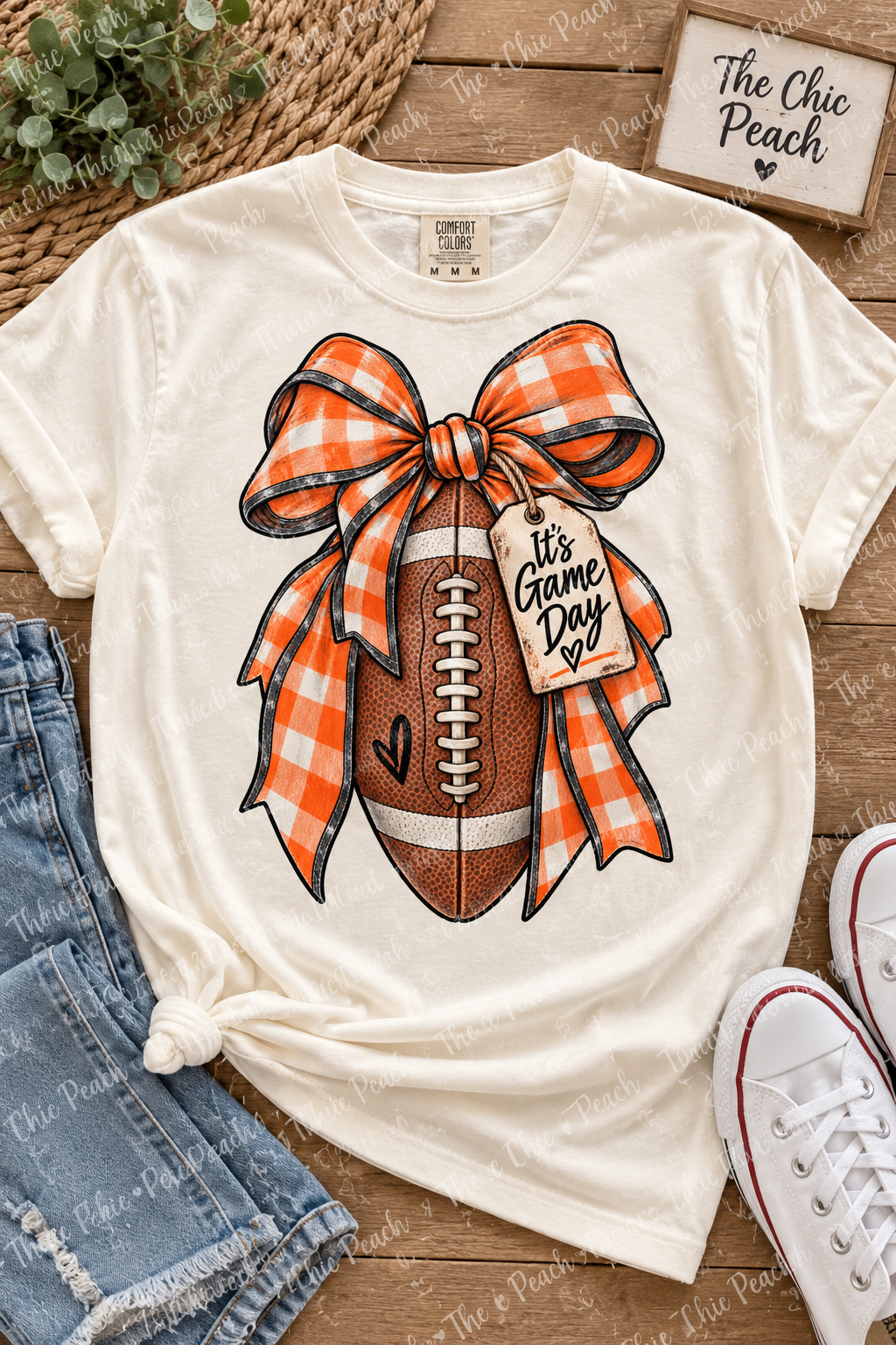 It's Game Day Gingham Bow Custom Sport Tee