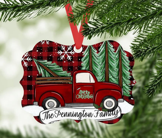 Christmas Truck Custom Family Ornament