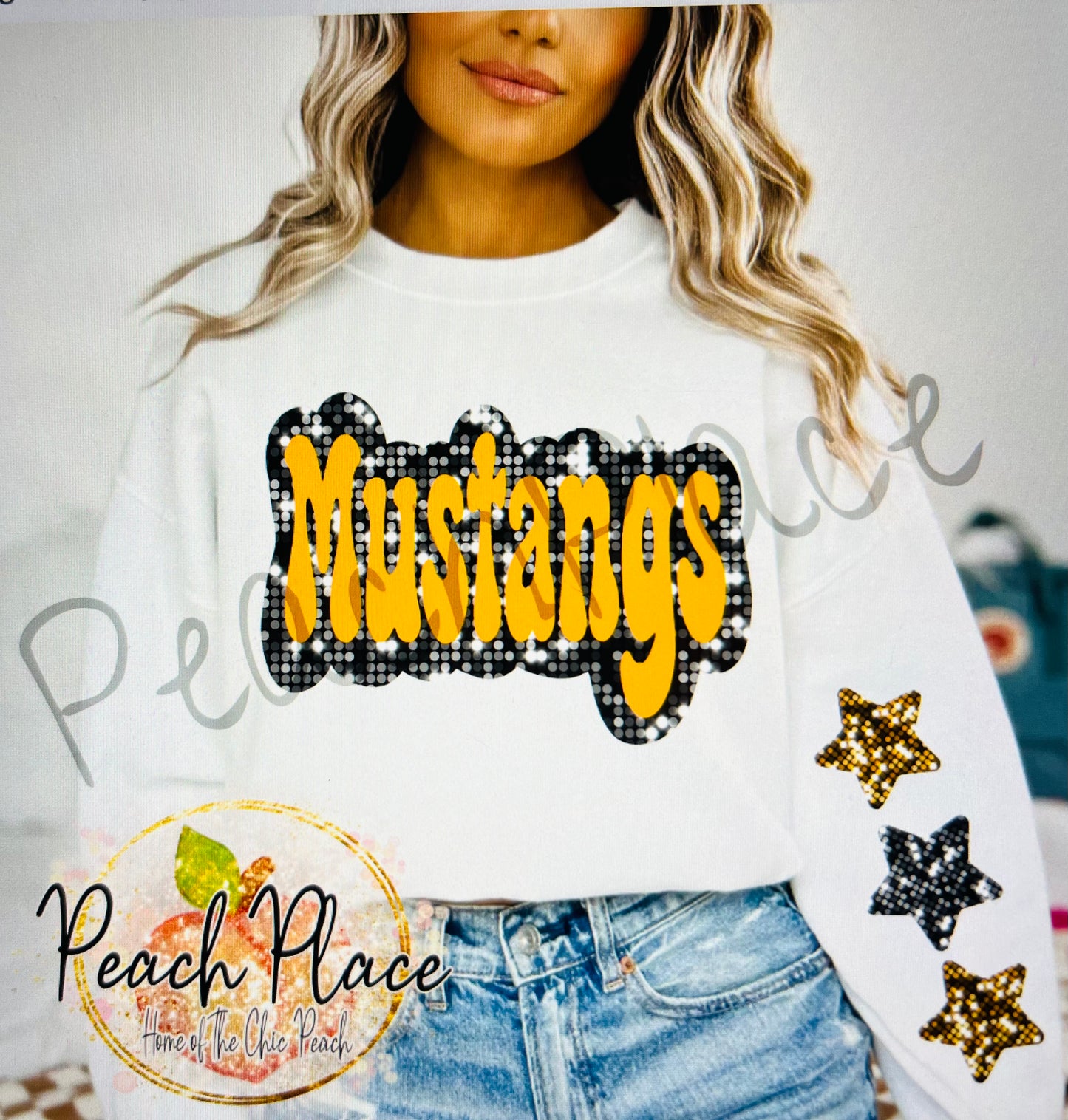 Gameday faux glitter mascot sweatshirt