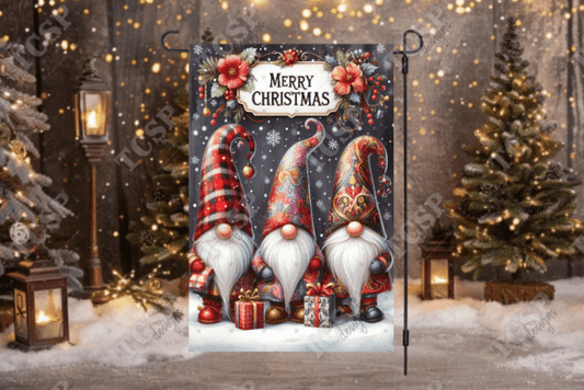 Christmas Gnome Garden flag