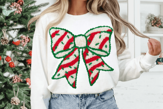 Faux Yarn Christmas Cake Bow