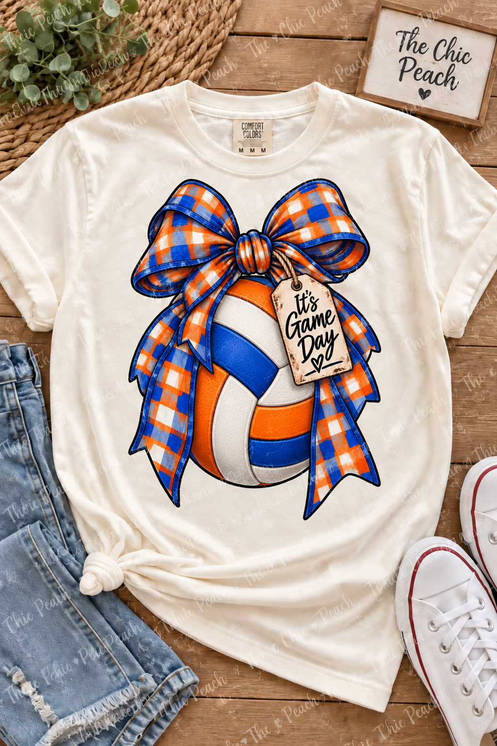 It's Game Day Gingham Bow Custom Sport Tee