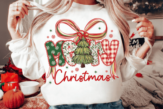 Merry Christmas with Bow and Tree