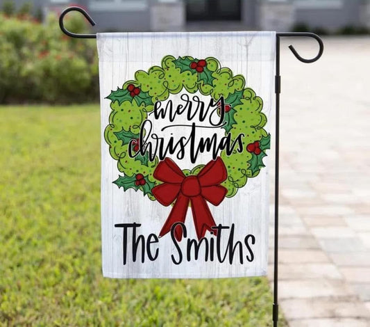Christmas Wreath Garden Flag