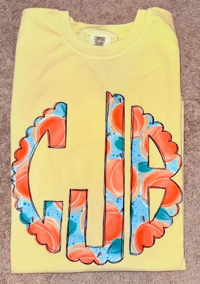 Peach Monogram Tee