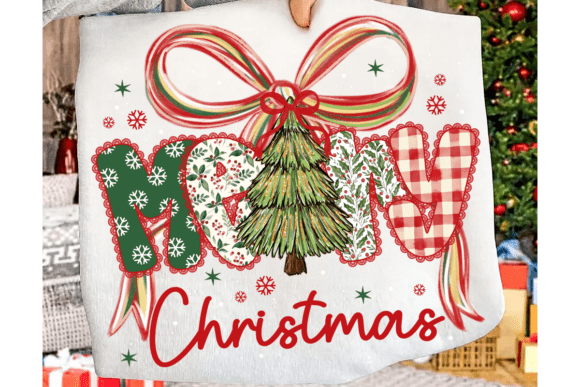 Merry Christmas with Bow and Tree