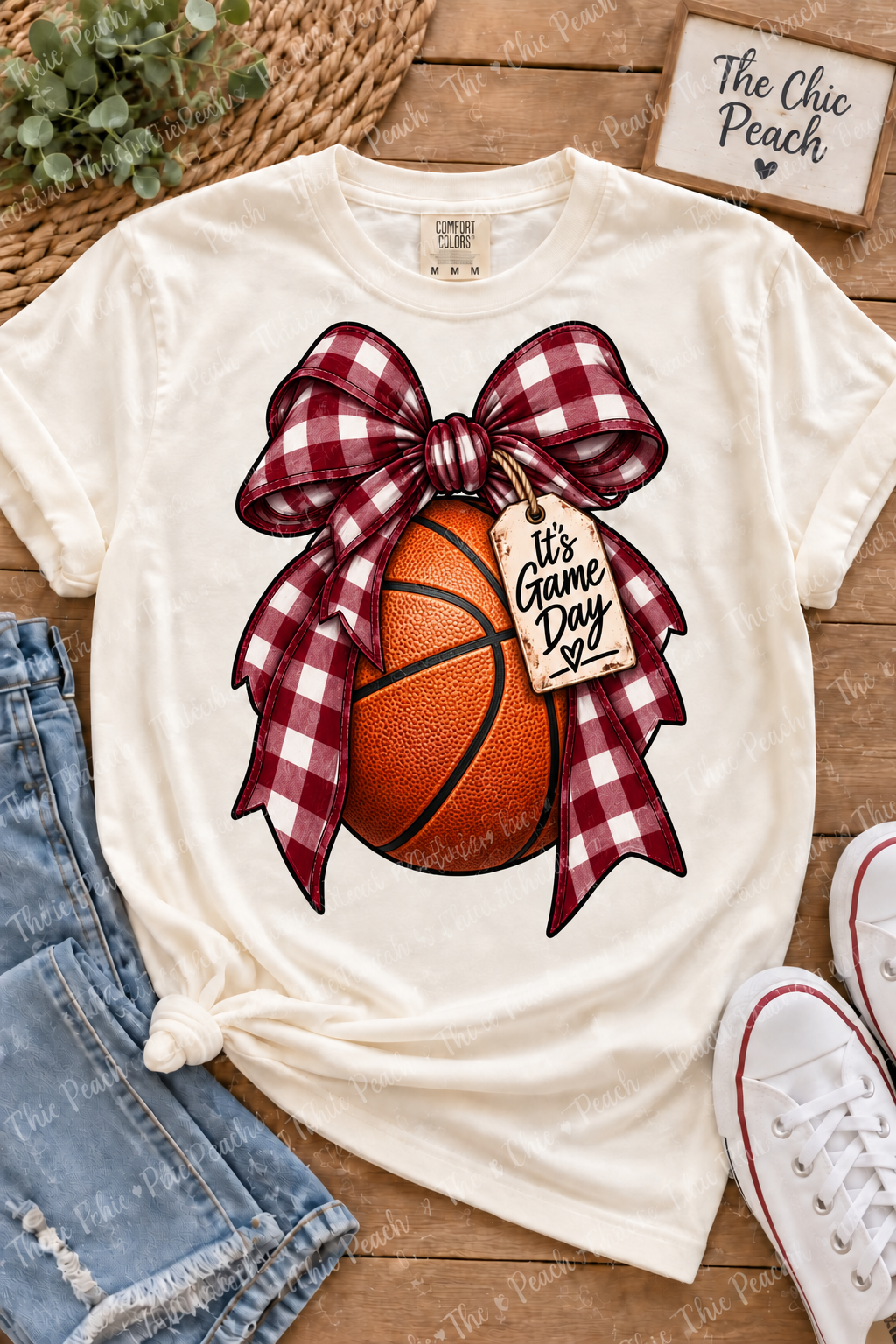 It's Game Day Gingham Bow Custom Sport Tee