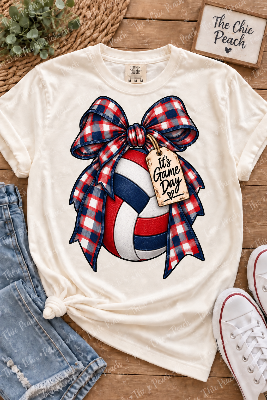It's Game Day Gingham Bow Custom Sport Tee