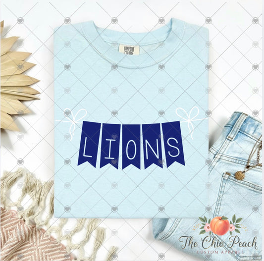 Lions Pennant Banner Bow Tee