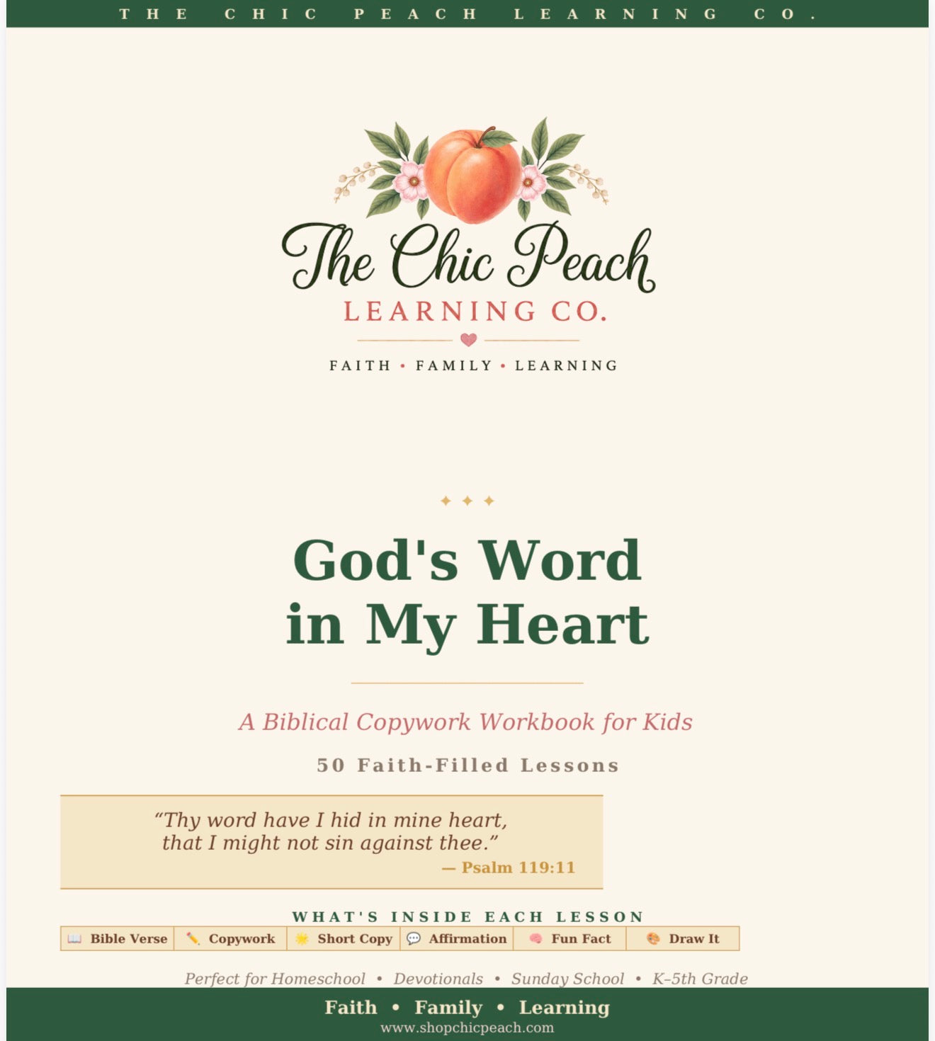 God's Word in My Heart — Biblical Copywork Workbook (50 Lessons)Digital print