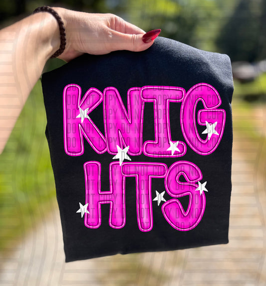 Knights hot pink with stars