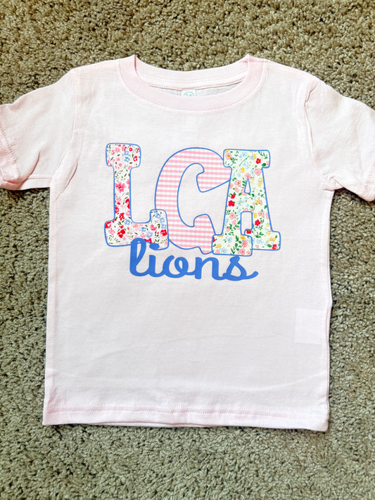 LCA Lions Floral Gingham Faux Applique Tee