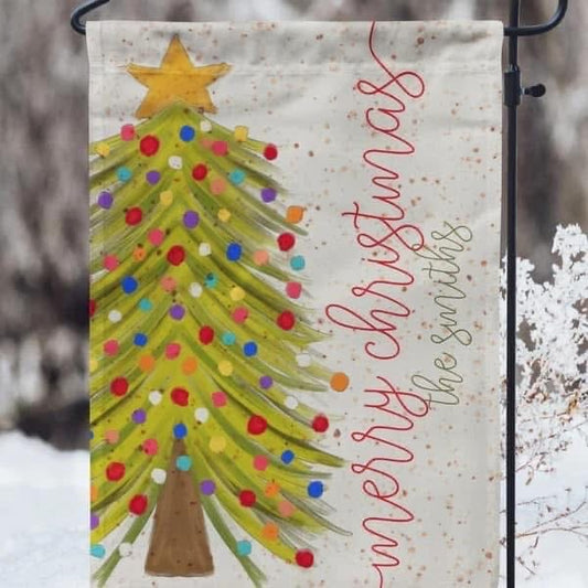 Merry Christmas Polka dot Tree Garden Flag