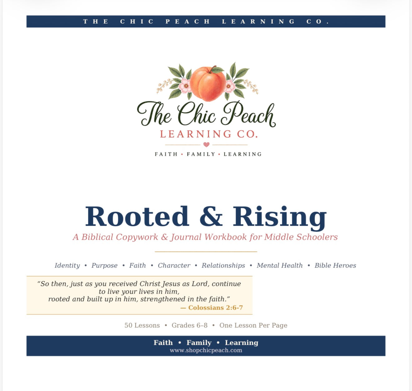 Rooted & Rising | Biblical Copywork & Journal Workbook for Middle Schoolers DIGITAL VERSION