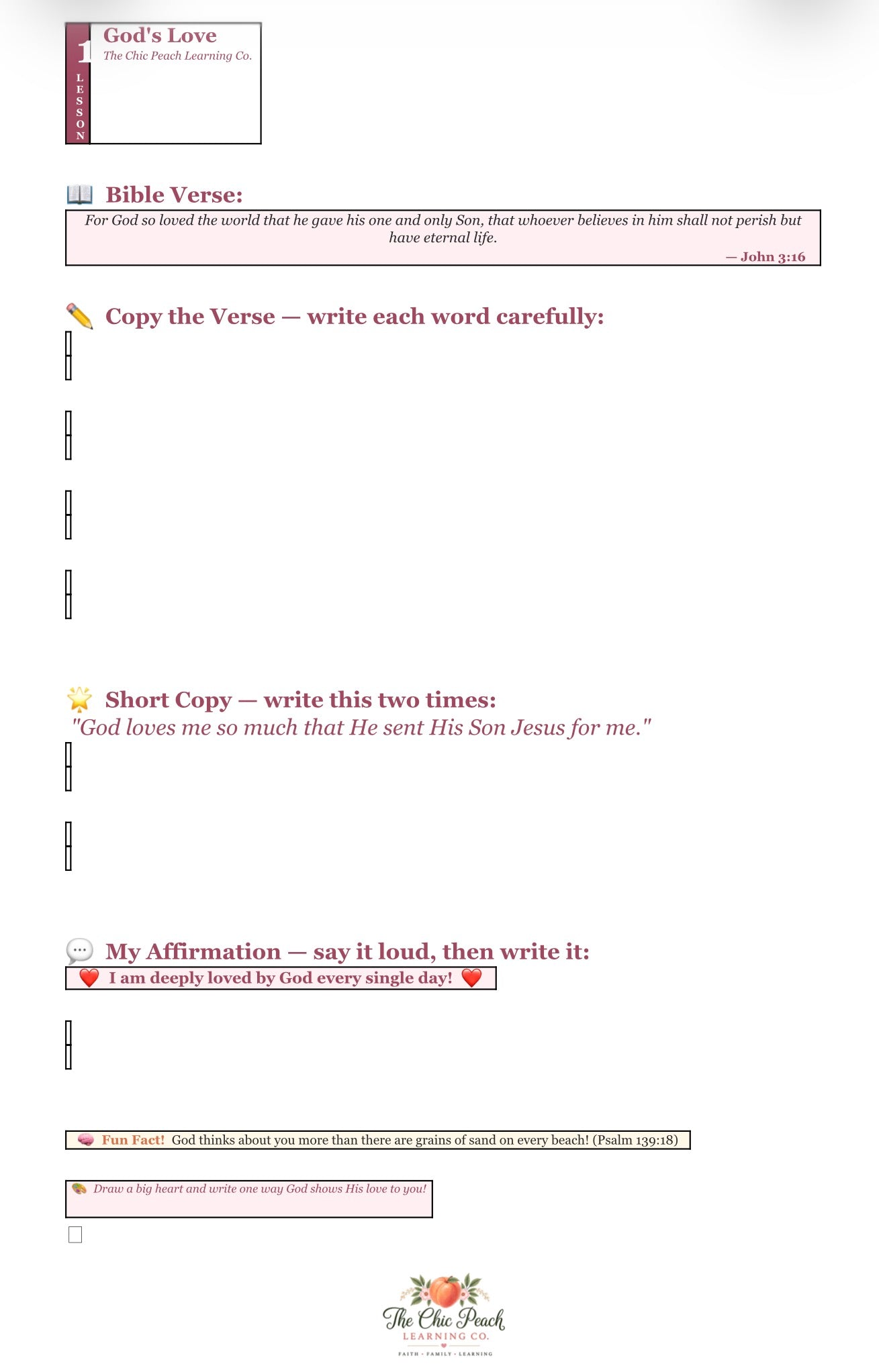 God's Word in My Heart — Biblical Copywork Workbook (50 Lessons)Digital print