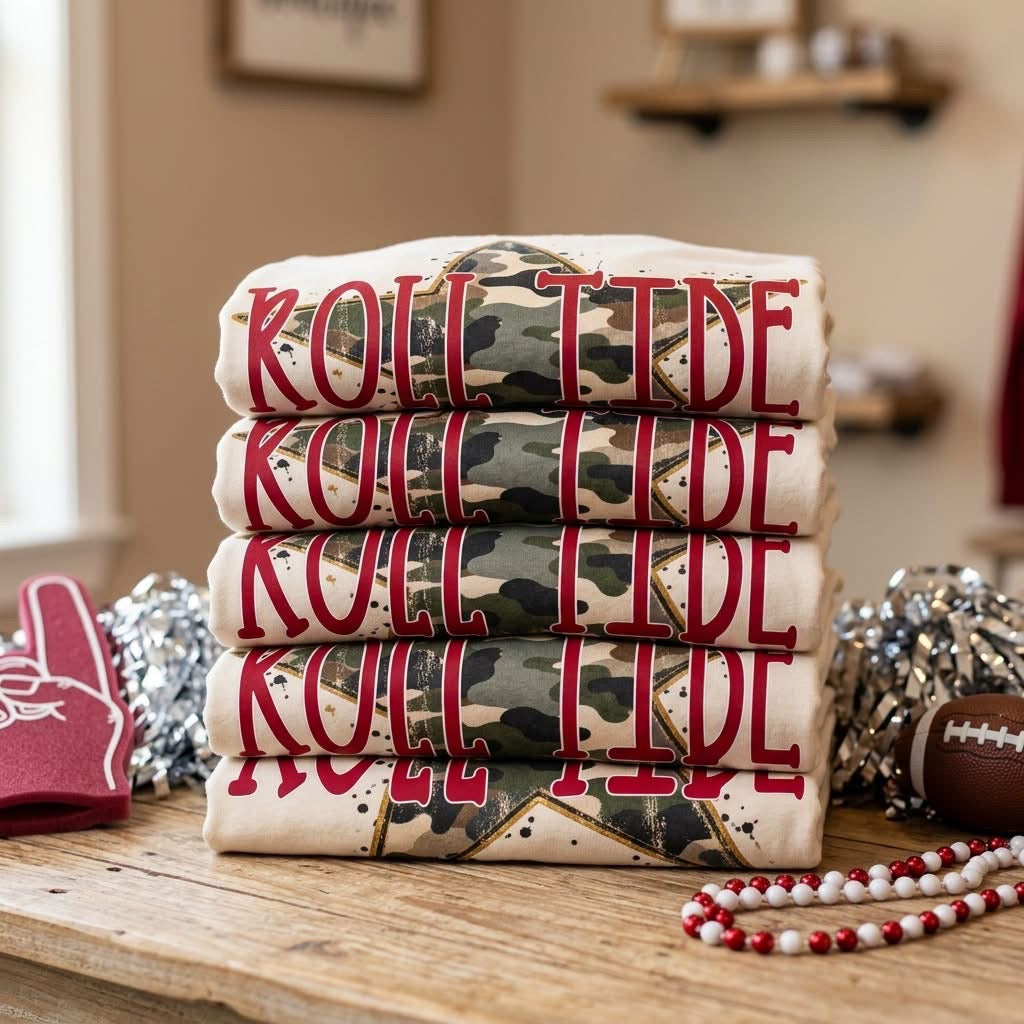 Roll Tide War Eagle Camo Star Tee