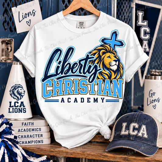 Liberty Christian Academy Lion Cross Tee