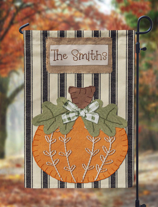 Faux Stitched Felt pumpkin Garden flag