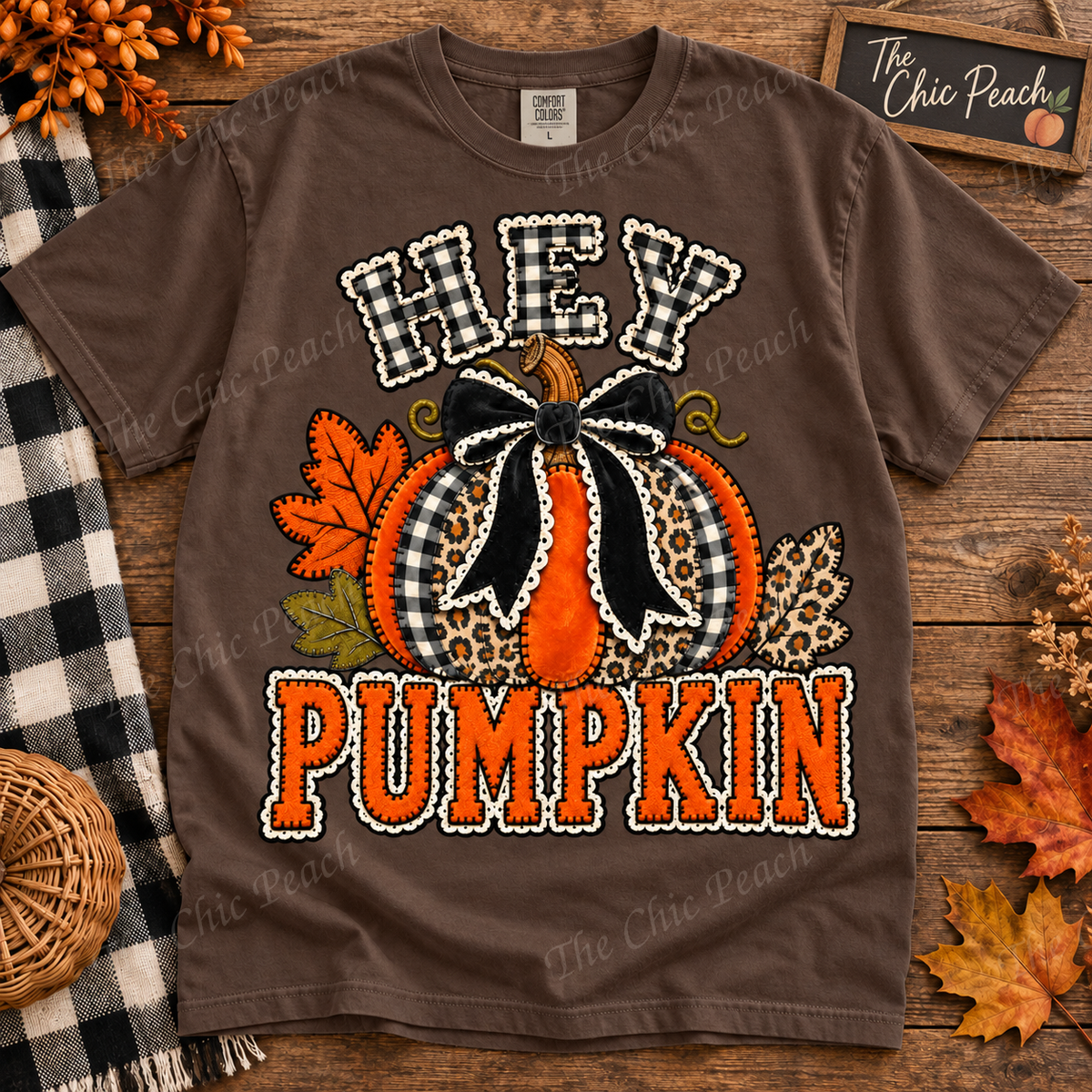 Hey Pumpkin Faux Embroidered Tee