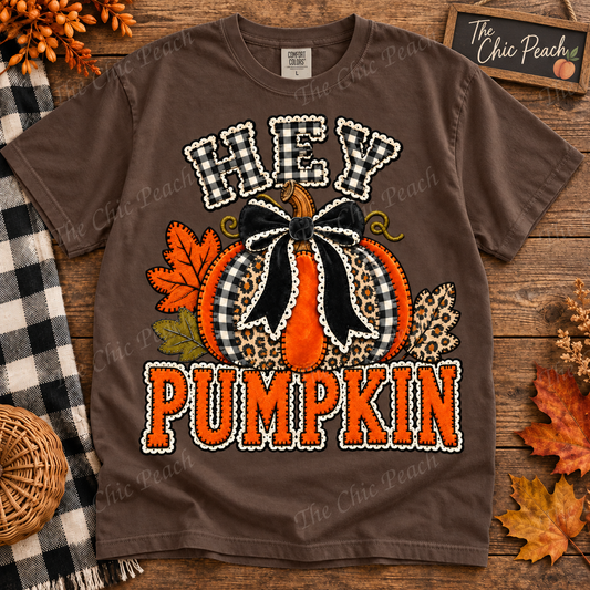 Hey Pumpkin Faux Embroidered Tee