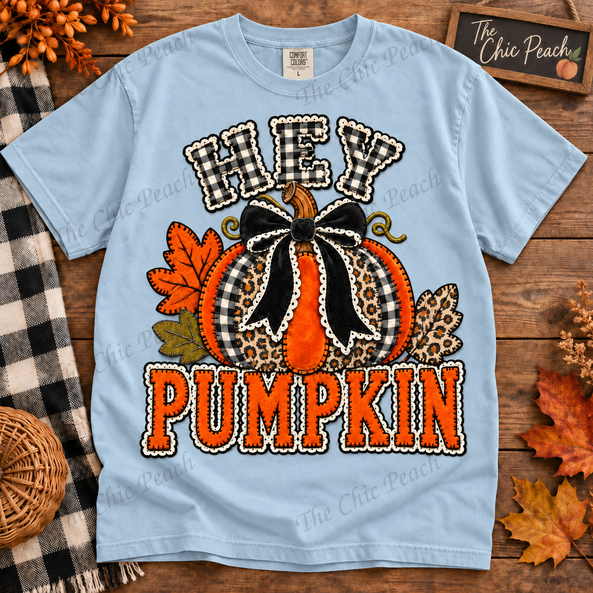 Hey Pumpkin Faux Embroidered Tee