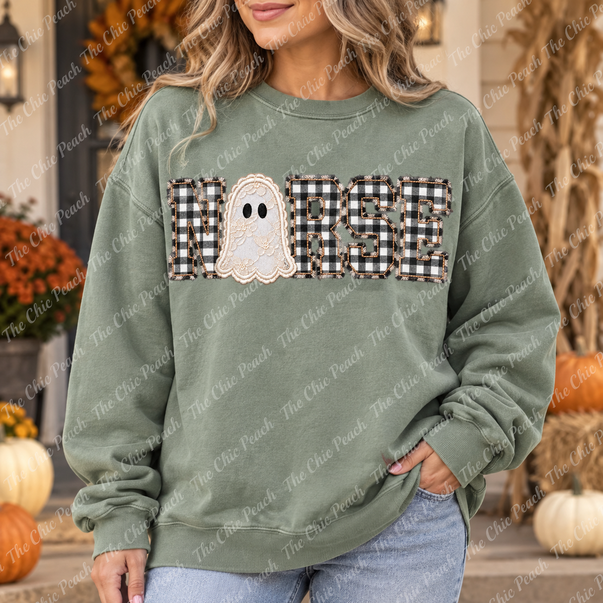 Ghost Faux Applique Personalized Sweatshirt
