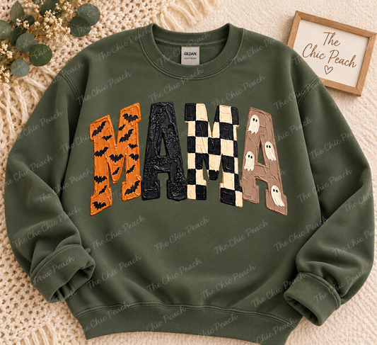 Mama Halloween Faux Applique Sweatshirt