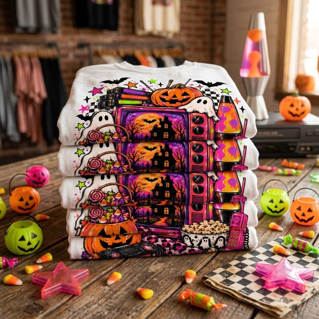 Retro 90s Halloween Movie Night Tee