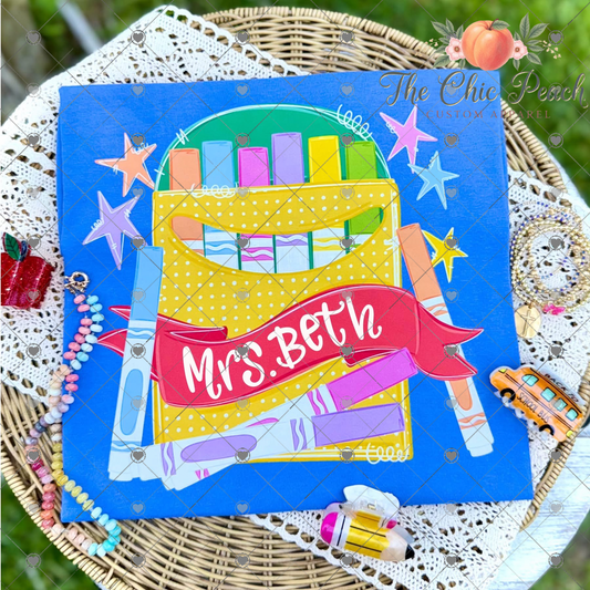 Personalized Crayon Box Teacher Tee