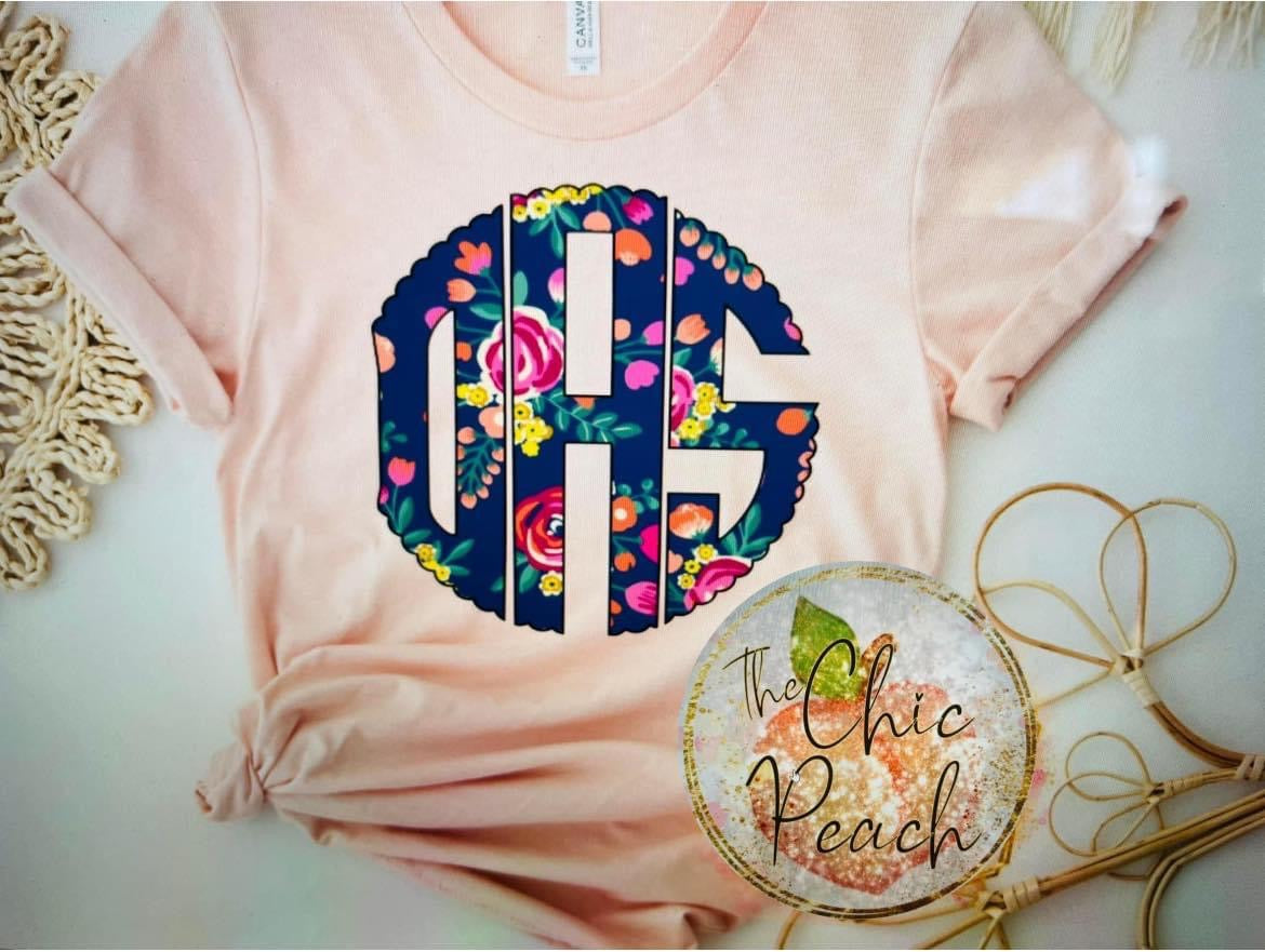 Floral monogram shirt