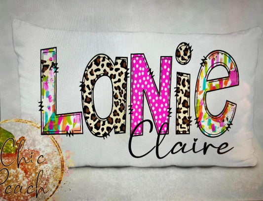 Funky letters personalized pillowcase