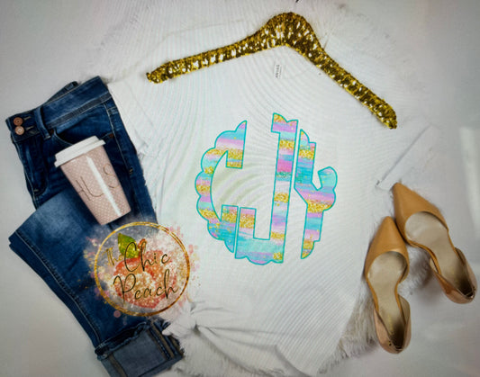 Cotton Candy monogram T